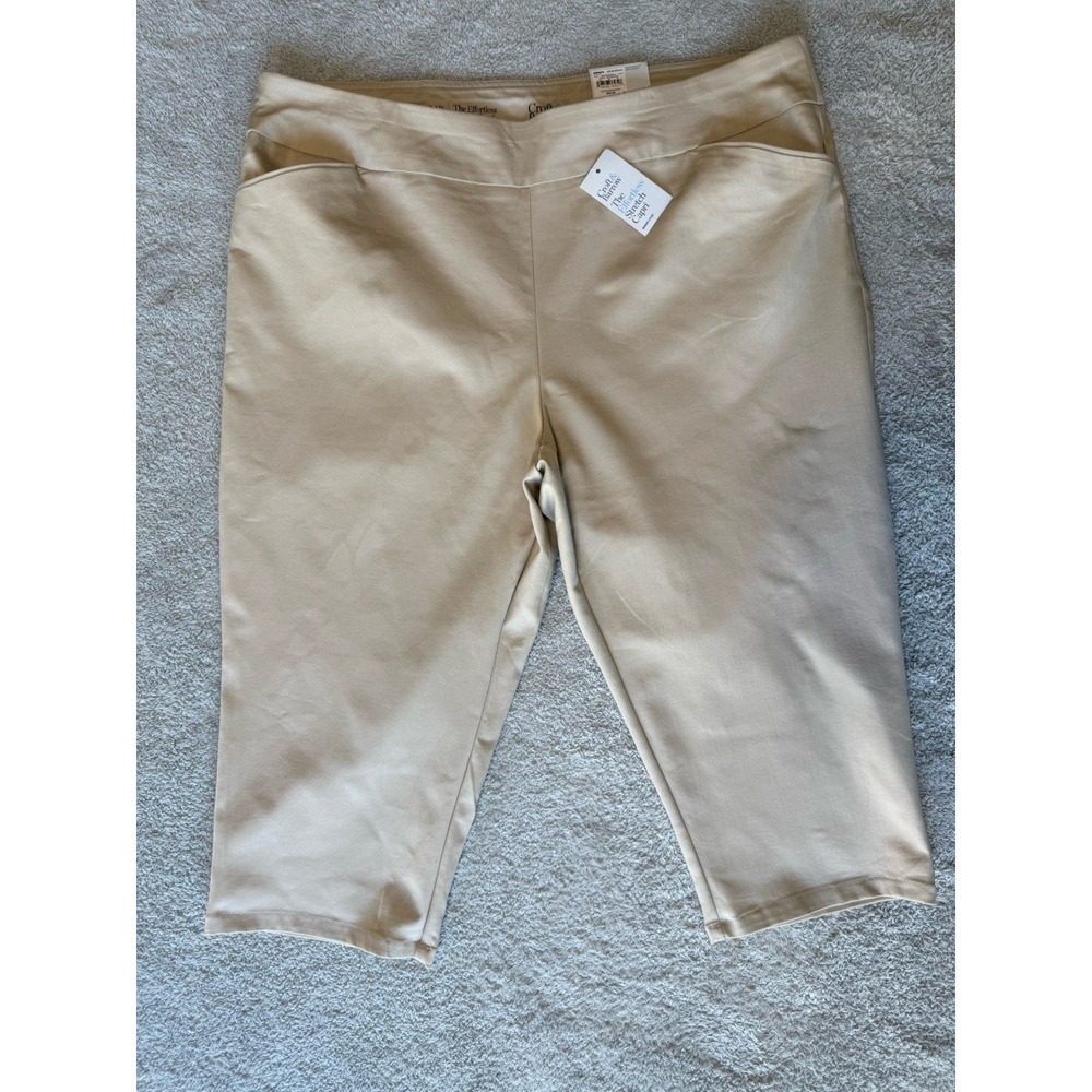 NWT‎ Croft & Barrow The Effortless Stretch Capri Pants Womens 22W Beige Pull On